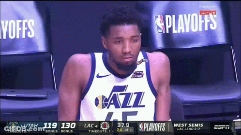 Basketball Player In Jazz Jersey Sitting GIF