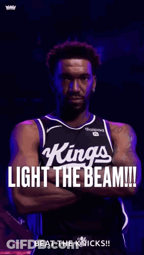 Basketball Player In Kings Jersey Arms Crossed GIF