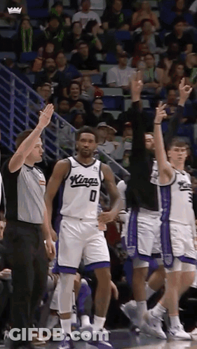 Basketball Player In Kings Jersey Hands Up GIF