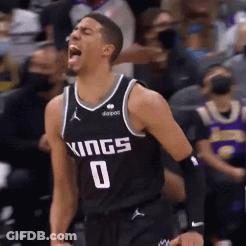 Basketball Player In Kings Jersey Screaming GIF