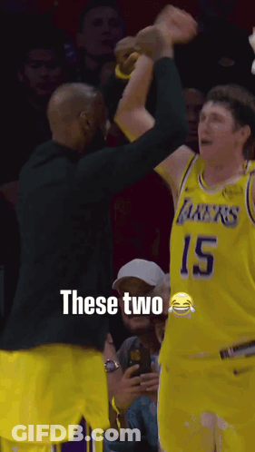 Basketball Player In Lakers Jersey High Fived GIF