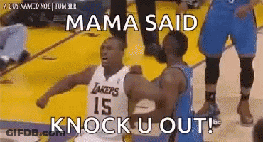 Basketball Player In Lakers Jersey Hugging GIF