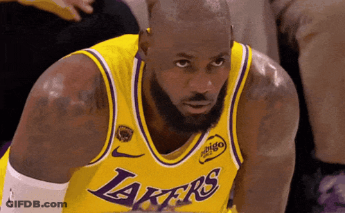 Basketball Player In Lakers Jersey Looking To Side GIF