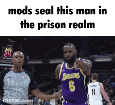 Basketball Player In Lakers Jersey Pointing At Referee GIF