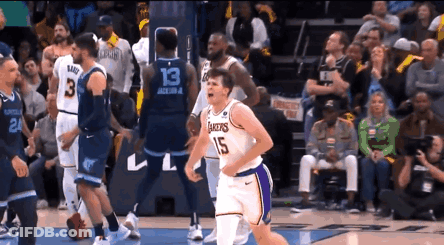 Basketball Player In Lakers Jersey Running GIF