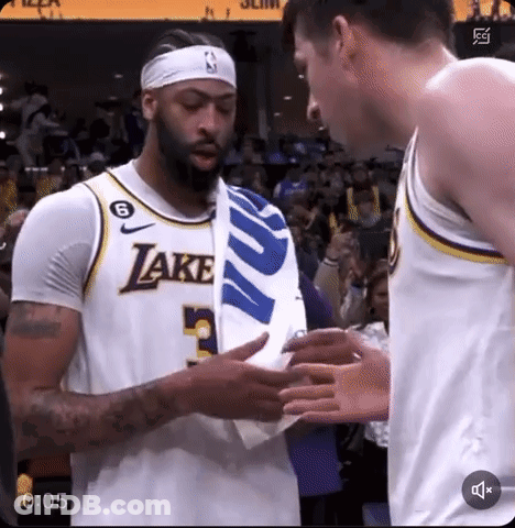 Basketball Player In Lakers Jersey Shaking Hands GIF
