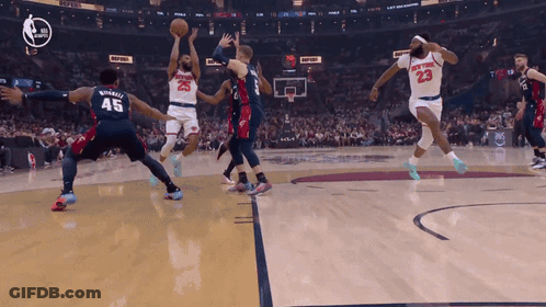 Basketball Player In New York Jersey Blocking Shot GIF