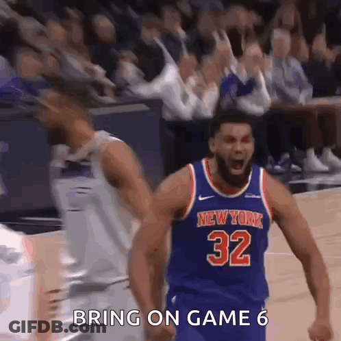 Basketball Player In New York Jersey Celebrating Victory GIF
