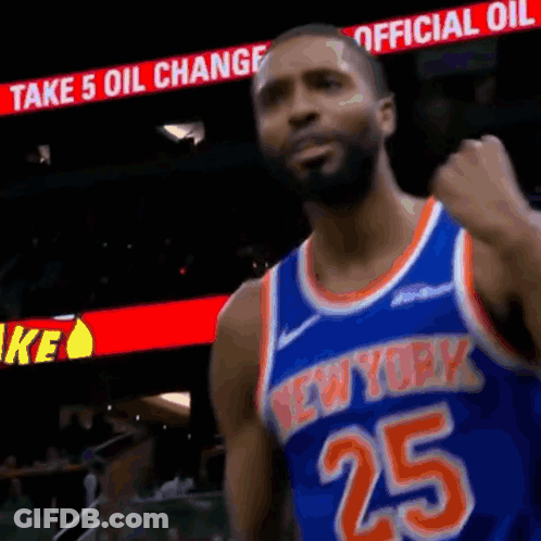 Basketball Player In New York Jersey Number 25 GIF