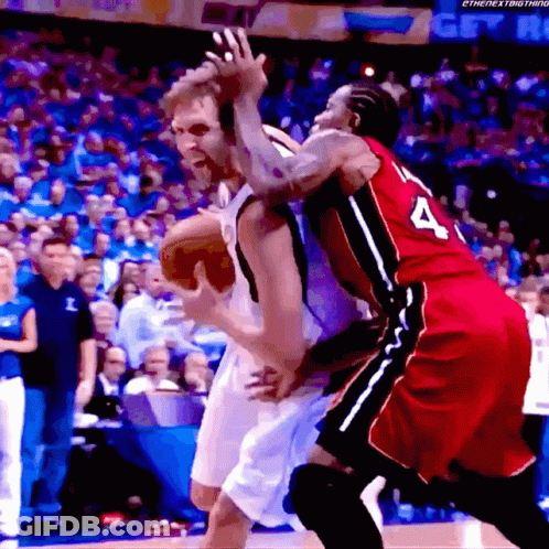 Basketball Player In Number 4 Jersey Blocking GIF