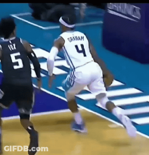 Basketball Player In Number 4 Jersey Dribbling GIF