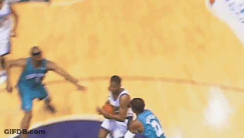 Basketball Player In Number 5 Jersey Dribbling GIF