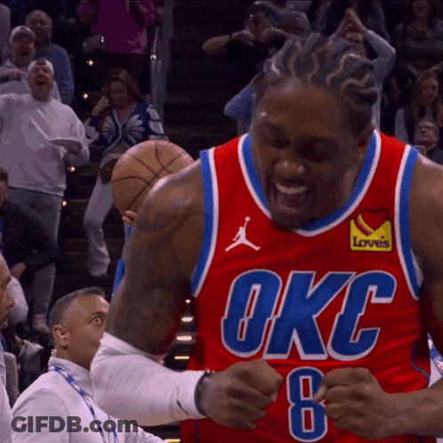 Basketball Player In OKC Jersey Number 8 GIF
