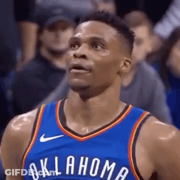 Basketball Player In Oklahoma City Thunder Jersey Looking Up GIF