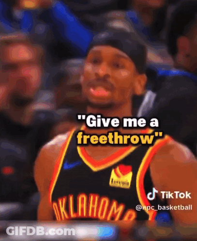 Basketball Player In Oklahoma Jersey Saying Give Me A Free Throw GIF