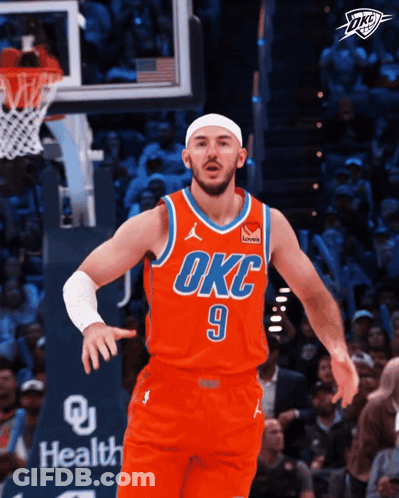 Basketball Player In Orange OKC Jersey Number 9 GIF