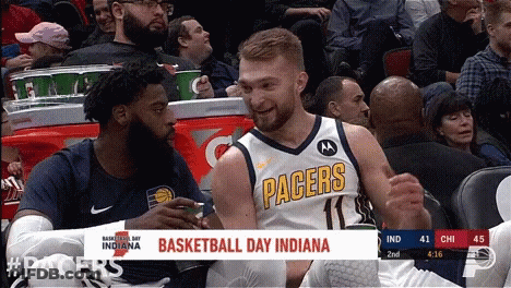 Basketball Player In Pacers Jersey Smiling GIF