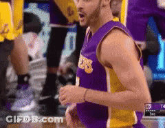 Basketball Player In Purple Lakers Jersey GIF