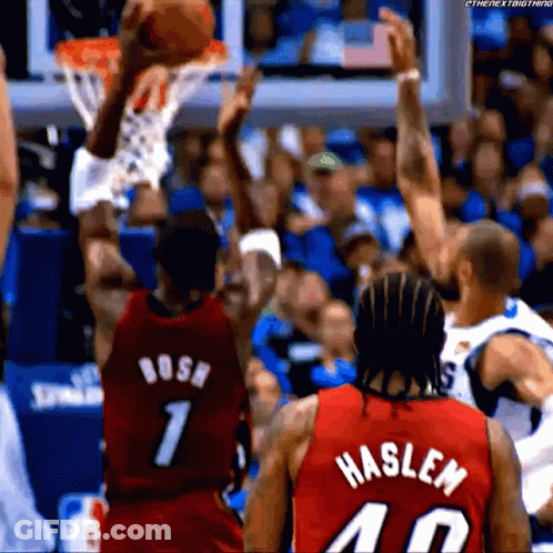Basketball Player In Red Haslen Jersey Dunking GIF