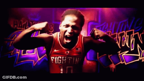 Basketball Player In Red Jersey Saying Fighting GIF