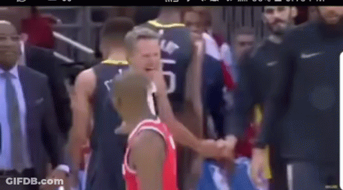 Basketball Player In Red Jersey Shaking Hands GIF