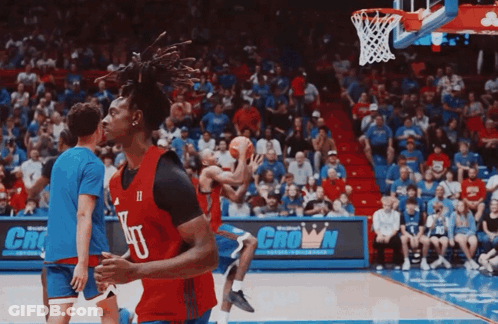 Basketball Player In Red Jersey With Letter U GIF