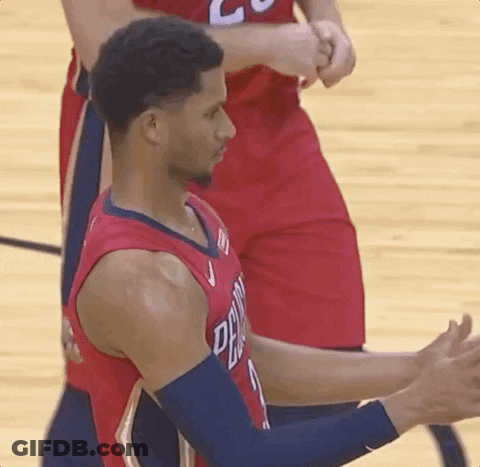 Basketball Player In Red Pelicans Jersey GIF