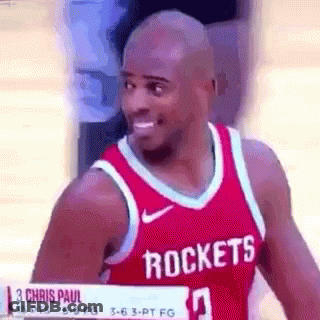 Basketball Player In Red Rockets Jersey GIF