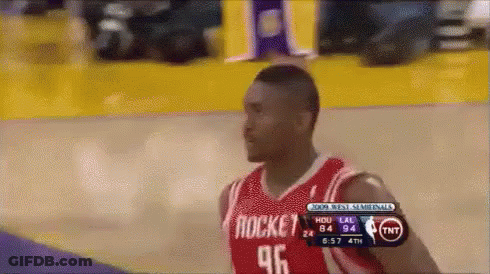 Basketball Player In Red Rockets Jersey GIF