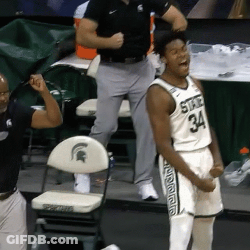 Basketball Player In Spartans Jersey Celebrating GIF