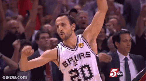Basketball Player In Spurs Jersey Celebrating GIF