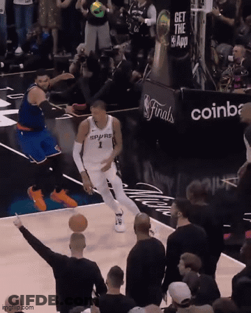 Basketball Player In Spurs Jersey Jumping GIF