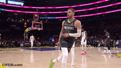 Basketball Player In Timberwolves Jersey Running GIF