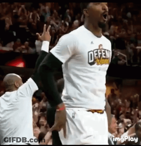 Basketball Player In White Shirt Saying Defend The Lions GIF