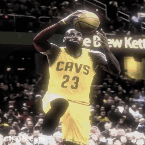 Basketball Player In Yellow Cavs 23 Jersey GIF