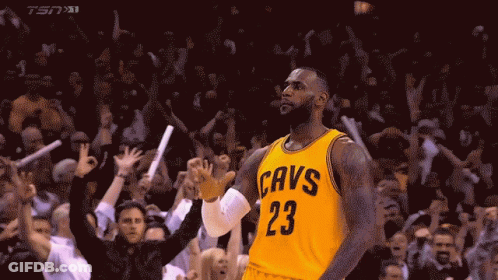 Basketball Player In Yellow Cavs Jersey Celebrating GIF
