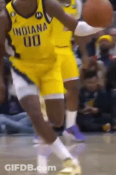 Basketball Player In Yellow Indiana Jersey GIF