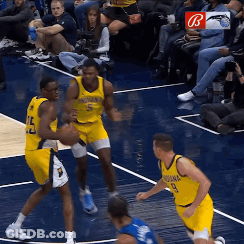 Basketball Player In Yellow Indiana Jersey GIF