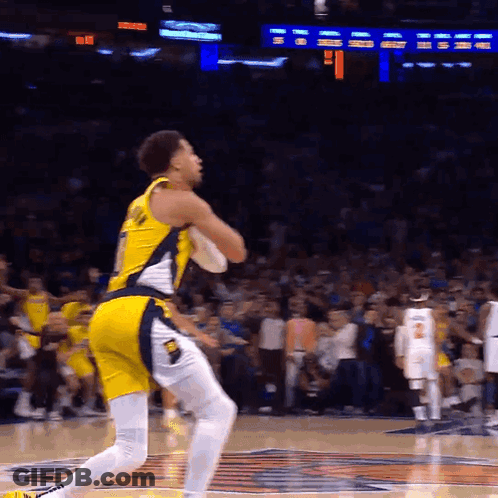 Basketball Player In Yellow Jersey Number 2 GIF