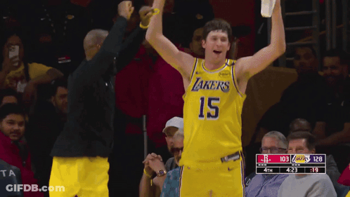Basketball Player In Yellow Lakers Jersey GIF
