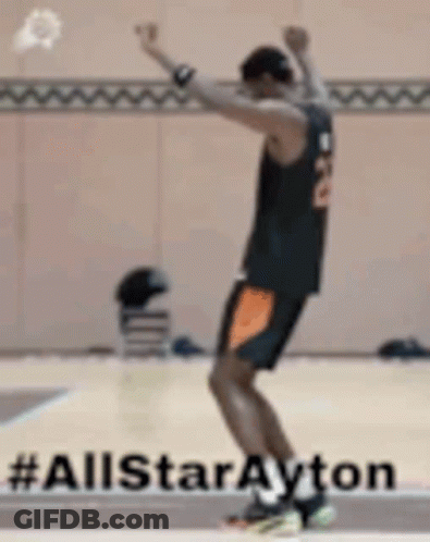 Basketball Player Jumping Hands Up GIF