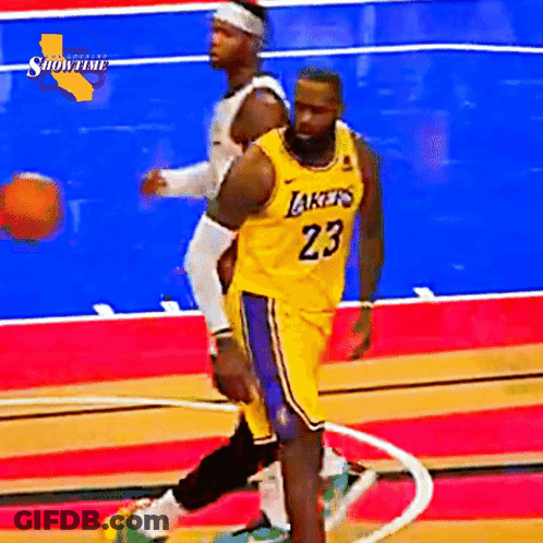 Basketball Player Jumping In Lakers Jersey GIF