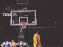 Basketball Player Jumping In Lakers Jersey GIF
