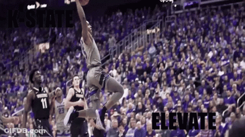 Basketball Player Jumping With Elevate Text GIF