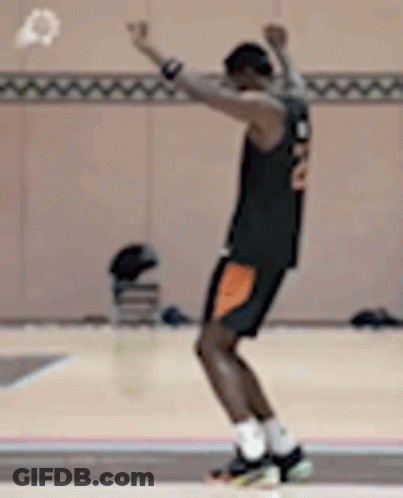 Basketball Player Jumping With Hands Up GIF