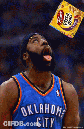 Basketball Player Looking At Tostitos Pizza Rolls GIF