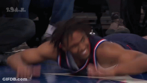 Basketball Player Lying On Floor With PST GIF
