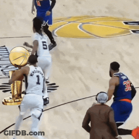 Basketball Player Number 1 Holding Trophy GIF