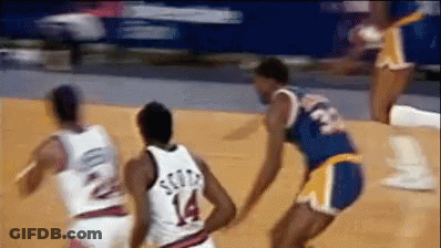 Basketball Player Number 14 Dribbling GIF
