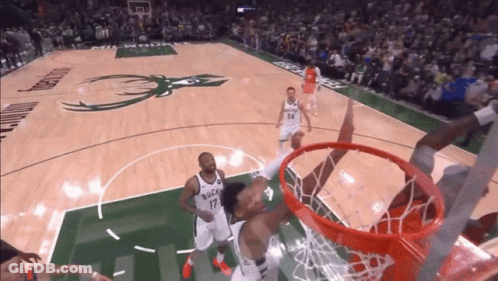 Basketball Player Number 17 Dunking GIF